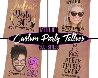 30th Birthday Party Favors | 30th birthday for her, for him, dirty 30, thirsty thirty 30, flirty 30 thirty, custom tattoos, thirty af, decor