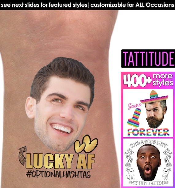 Photo tattoo, groom face bachelorette party, face tattoo custom bachelorette, gift for her, bride to be gift, unique bachelorette party