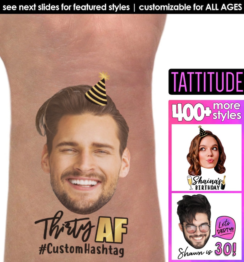 30th Birthday Party Custom Personalized Temporary Tattoos Etsy