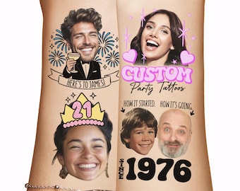 Personalized Birthday Tattoos Gift, Custom Face Tattoo Personalized Gifts Decorations Party Favors decor for her him men women with name