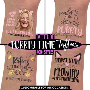 I'm Getting Meowied Bachelorette Party Tattoos | Last Meow, ready to get Meowied, ready to purrty, cat lover, themed, decor