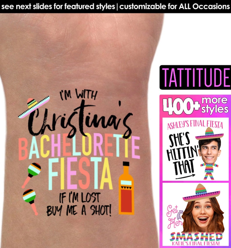ballons tats Nacho Average Bride Bridal Shower Bachelorette final fiesta banner Bach Final Fiesta Bachelorette Party Tattoos shirts