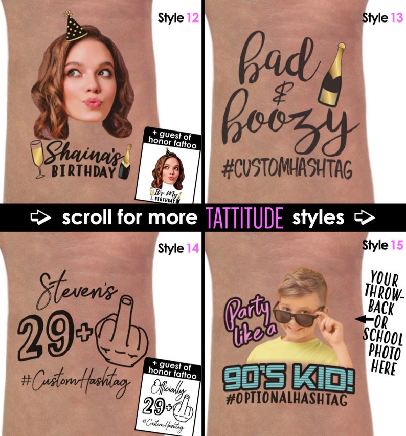 30th Birthday Party Custom Personalized Temporary Tattoos  image 5