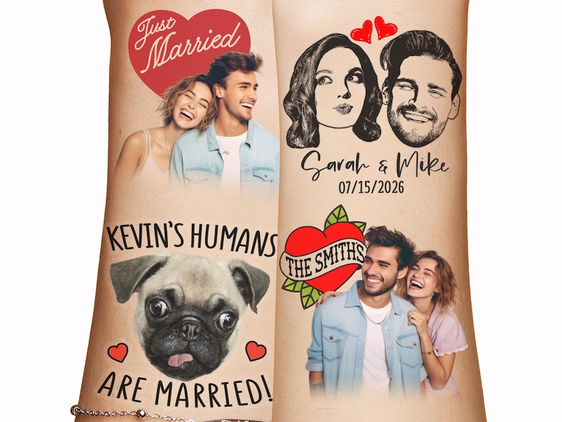 Wedding favors for guests Custom portraits tattoo | wedding tattoos, wedding decorations, wedding favor temporary tattoos, custom favors image 1