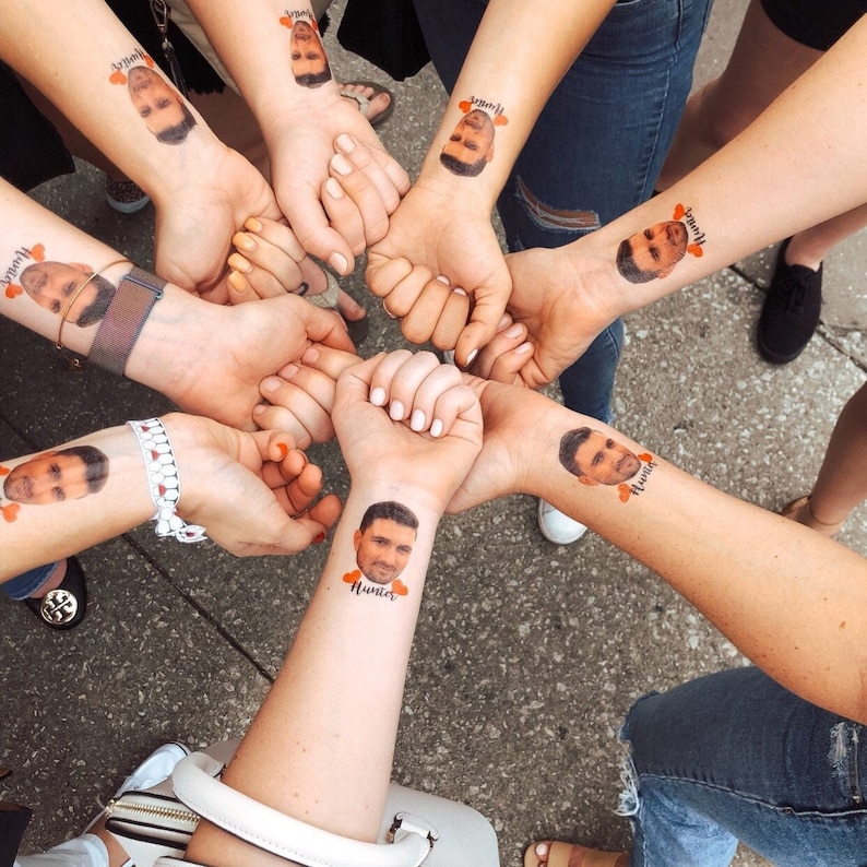 Personalized Bachelorette Party Tattoos with the Grooms Face Favors zdjęcie 1