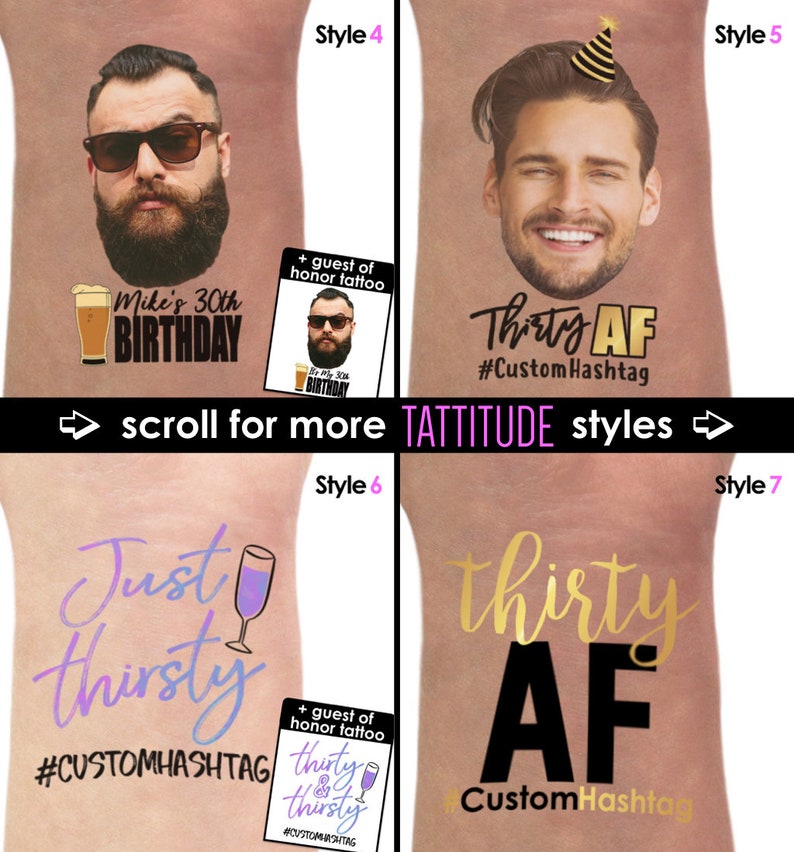 30th Birthday Party Custom Personalized Temporary Tattoos  image 3