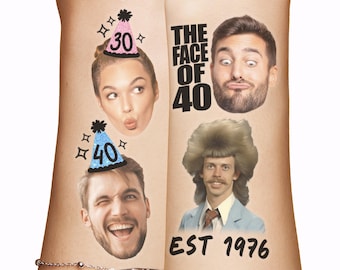 Birthday Face Tattoos, Tattoo Party Favors Personalized with Custom Face and birthday hats