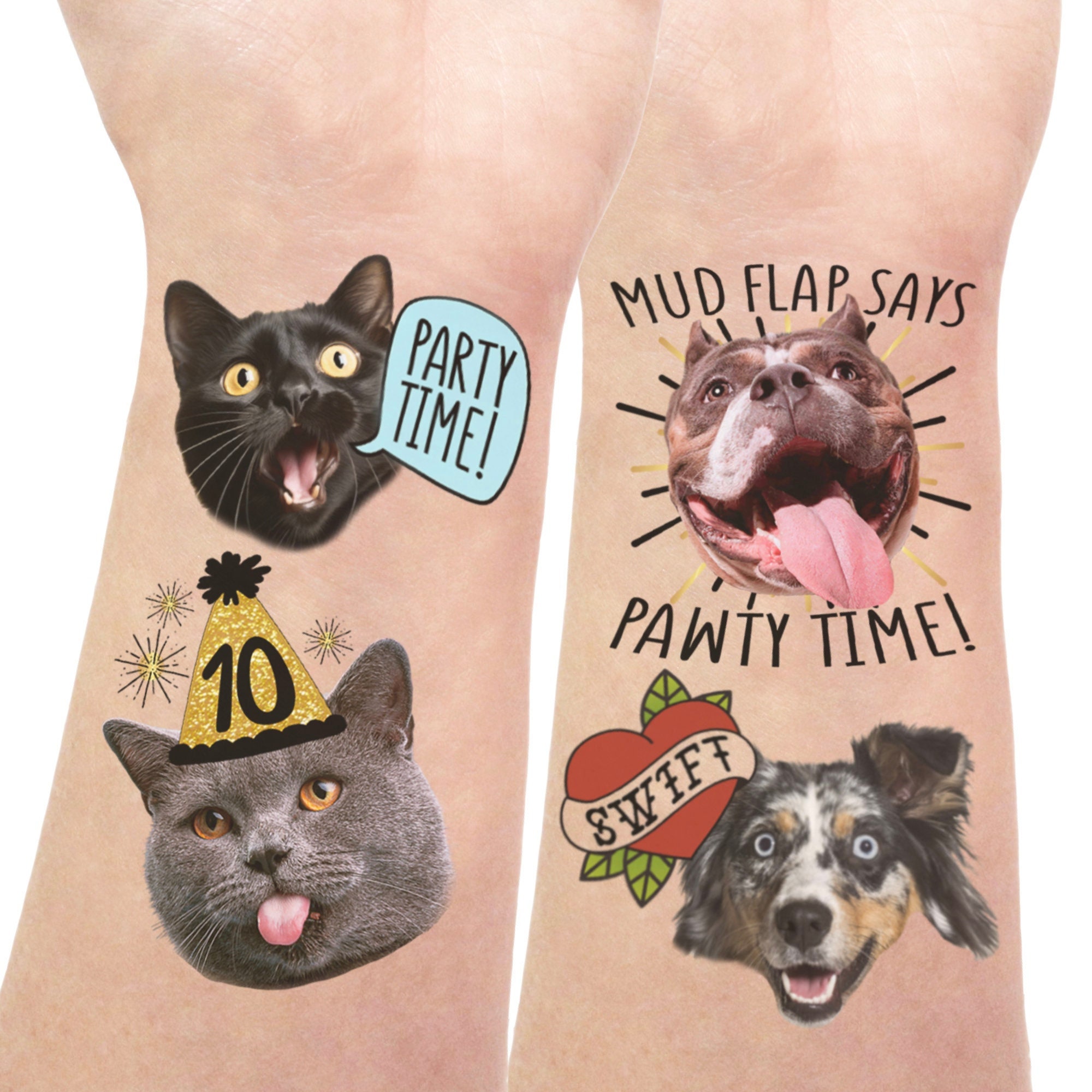 Pet Tattoos, Pet Temporary Tattoos Custom Personalize Tattoos Custom Pet Tattoo Pet Face Tattoos Pet Birthday Tattoos Dog Cat Portrait Art