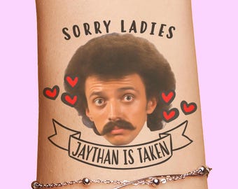 Sorry Ladies He's Taken Custom Photo Personalized Temporary Tattoos with Grooms face funny bachelorette party favors with hearts unique gift