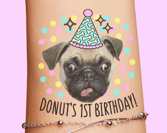 Pet Dog Birthday Hat Tattoos Gift Party Favors, Custom Dogs Photo Birthday Decorations Pet face tattoo crown decor personalized dog bone cat