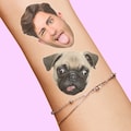 Custom Face Temporary Tattoos Grooms Photo Bachelorette Birthday Party Favors Funny Gift Personalized Face Cutout Dogs Pet big cropped head