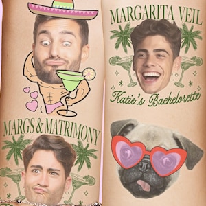 Margarita Veil Themed Bachelorette Tattoos Decor, Margs and Matrimony Bach Party Bridal Party Beach Party Face Tattoos Favors groom sombrero