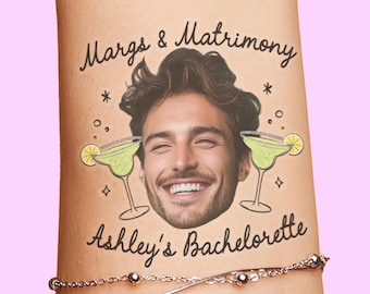 Margs and Matrimony Bachelorette Party Favors Tattoos, tequila bachelorette, final fiesta bachelorette, grooms face tattoo with sombrero