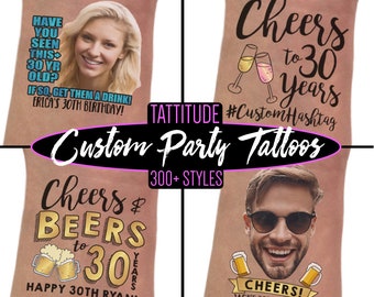 30th Birthday Party Favors | 30th birthday for her, for him, dirty 30, thirsty thirty 30, flirty 30 thirty, custom tattoos, thirty af, decor