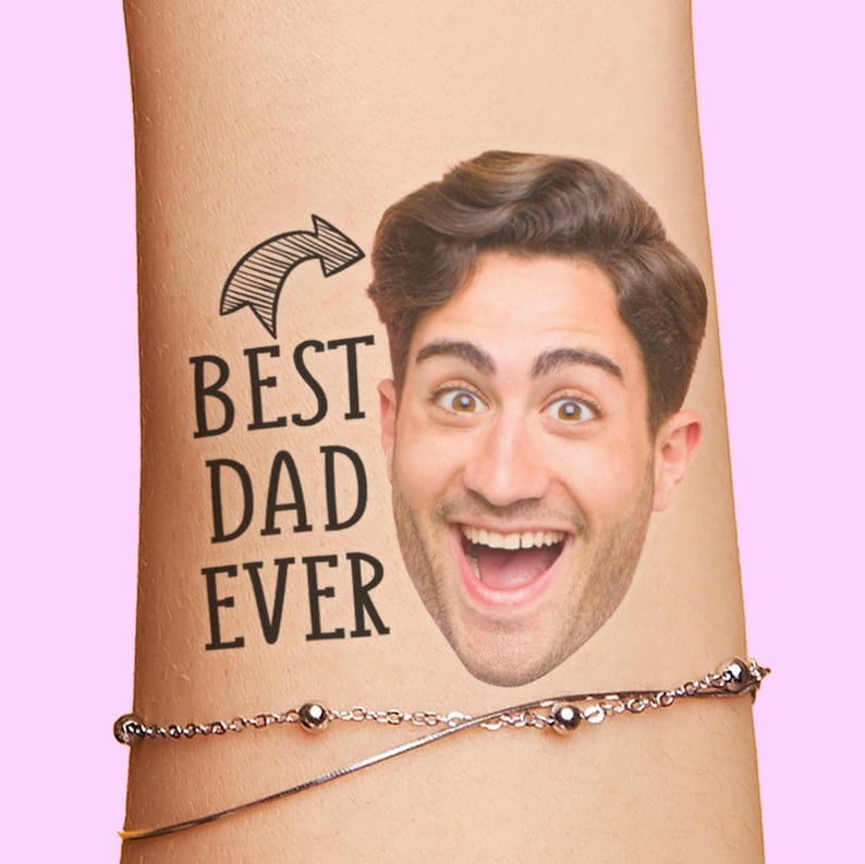 May include: Four temporary tattoos featuring different designs with the text "Dad" and "Best Dad Ever". The tattoos are customizable and feature a variety of styles.