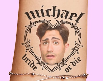 Bride or Die Bachelorette Party Favors Temporary Tattoos, Til Death Do Us Party Personalized Grooms Face Tattoos, Wed Til Dead, goth theme