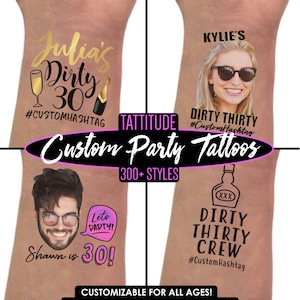 Dirty 30 Decorations Tattoos Party Favors | Dirty Thirty Decoration, gift, women, men, party favors, 30th birthday temporary tattoos, tattoo