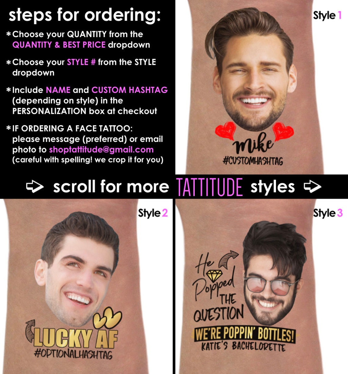 Grooms face bachelorette party tattoo groom face tattoo Etsy