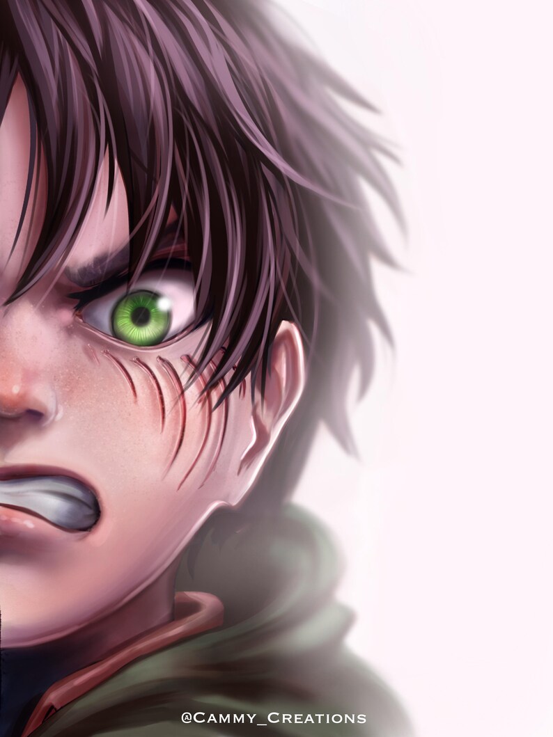 ATTACK ON TITAN Eren Yeager Anime Art Poster Imprimer fr | Etsy
