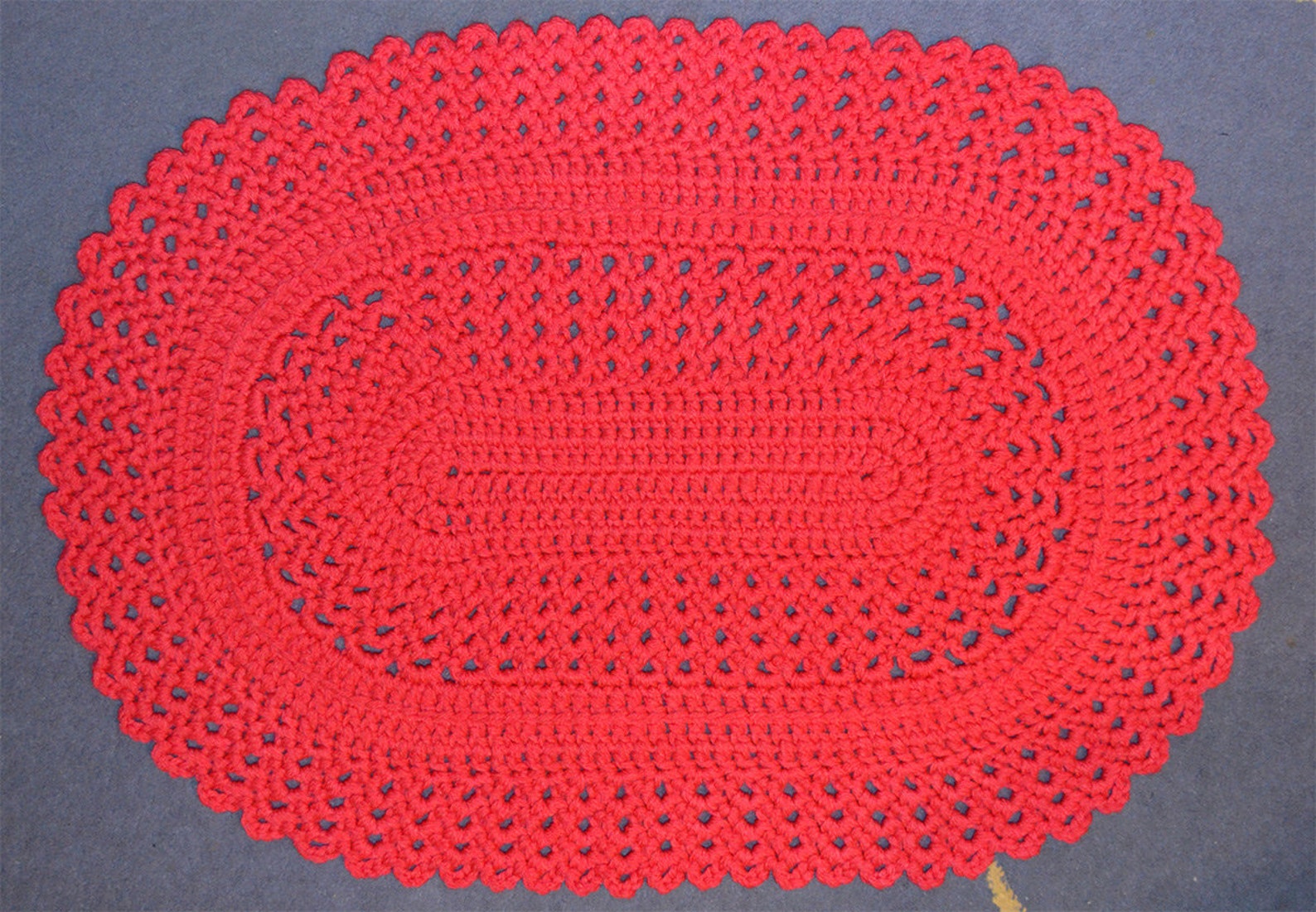 Oval Red Crochet Rug Nursery Rug Baby Room Mat Hand Etsy