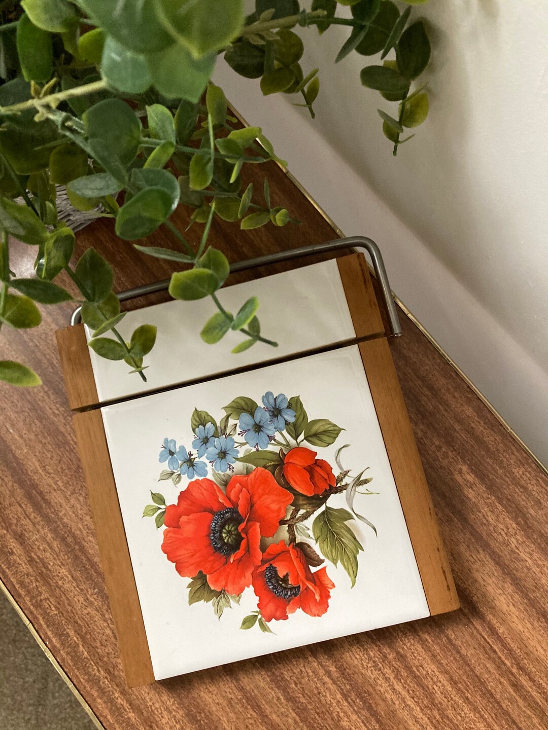 1970s Vintage Cheeseboard Wood Wot Knots Cheeseboard Floral Etsy