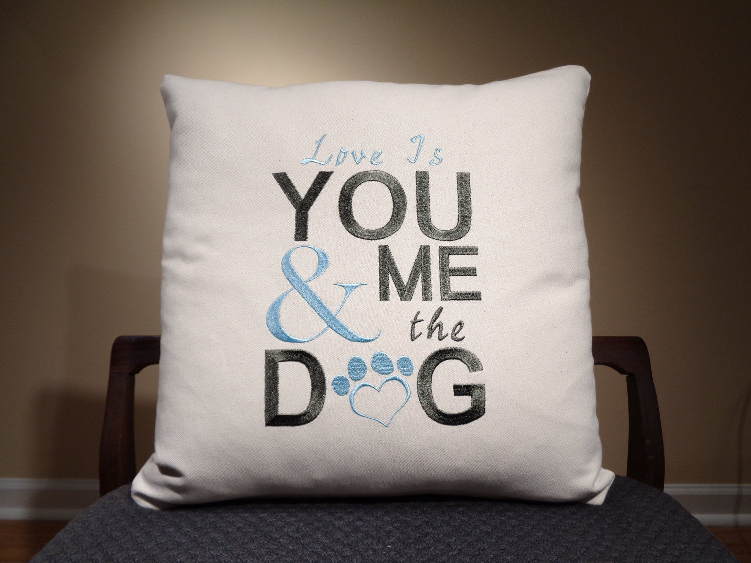 Cute Dog Decor Embroidered Pillow with saying Modern Dog Gift Etsy