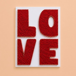 Red LOVE String Art Kit Romantic DIY Wall Decor for Adults