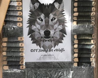 DIY kit String art Wolf wild animal wall art