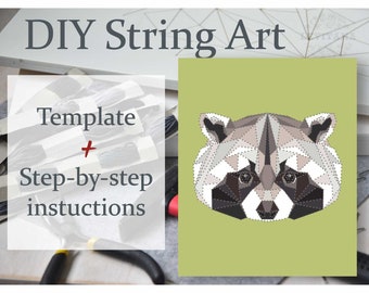 DIY String art Template Digital String art Raccoon