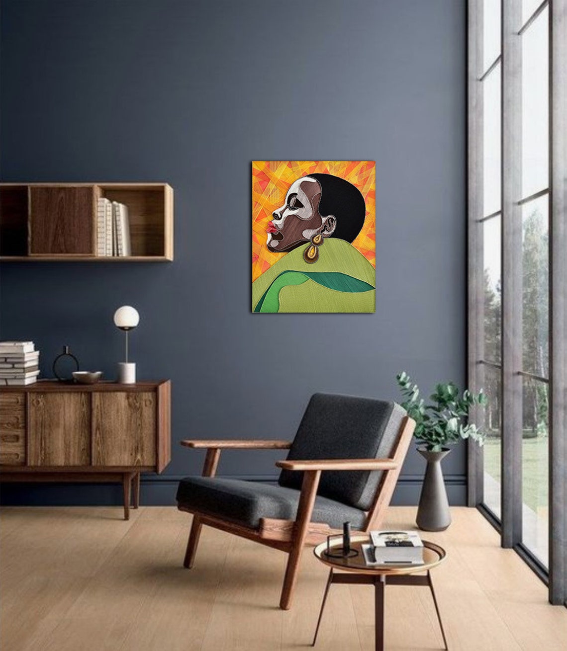 String art African woman Vitiligo Modern black woman wall art | Etsy