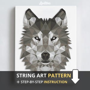 Patrón de arte de cuerdas DIY Plantilla de artesanía de lobo animal salvaje