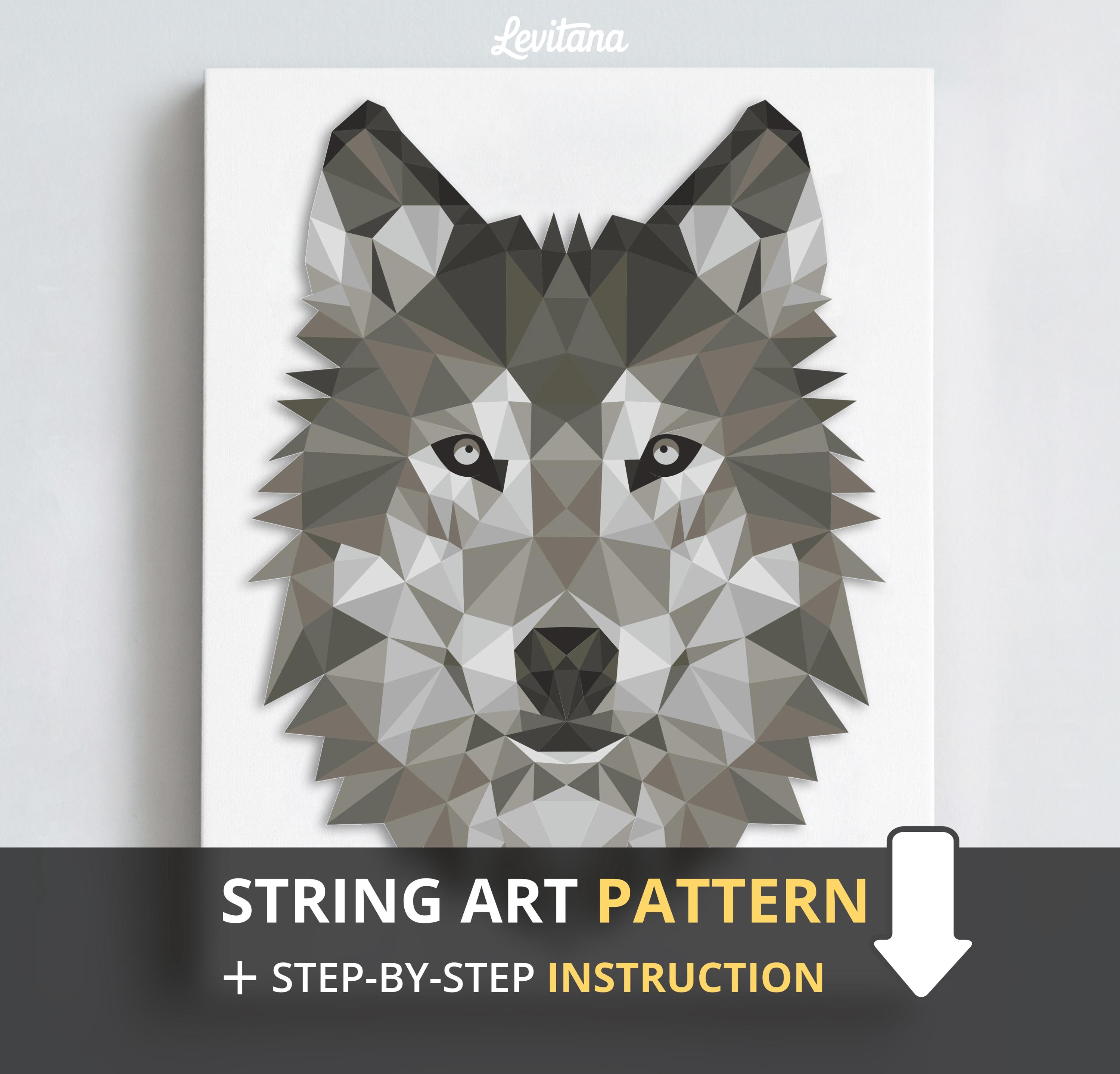 DIY String Art Pattern Wolf Craft Template Wild Animal - Etsy