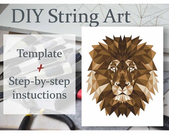DIY String art Template Digital String art Lion