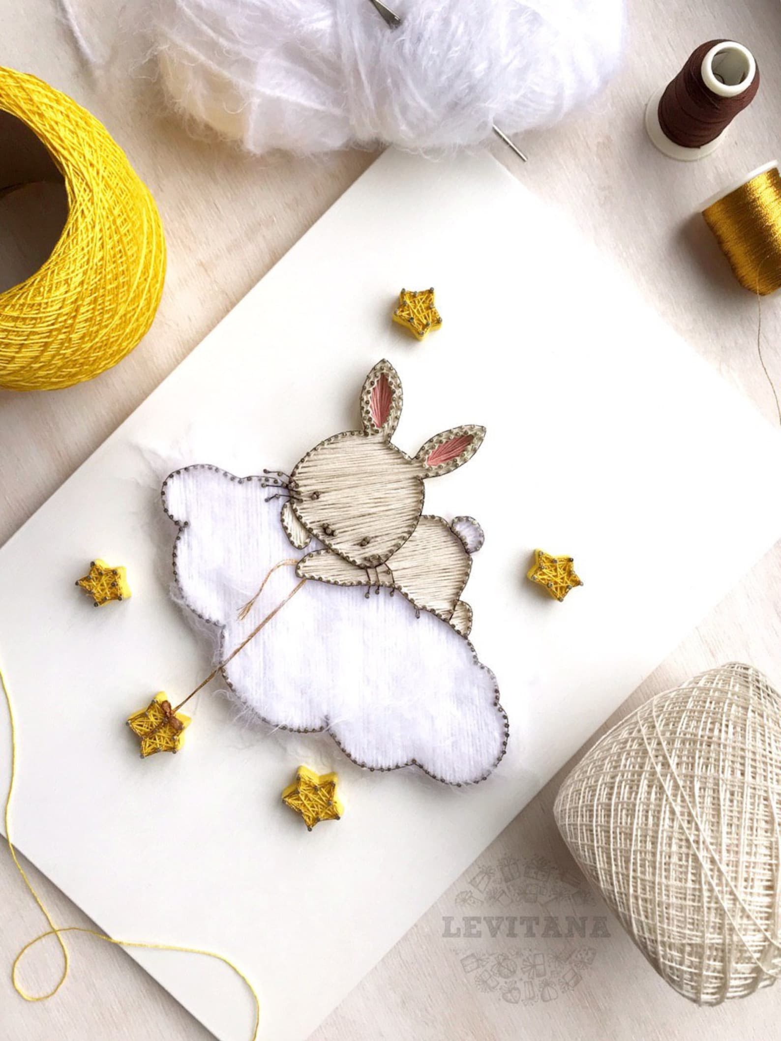 String art Rabbit Wall art Bunny Baby shower Gift for her | Etsy