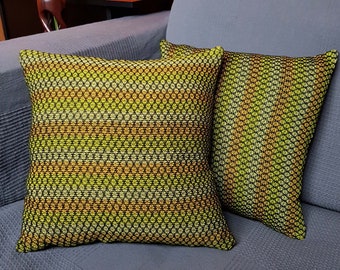 Goldenrod Stripe Lattice Cushion