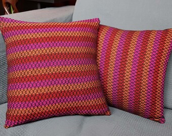 Sunset Stripe Lattice Cushion