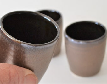 In Stock, Bronze Pottery Shot Glass, Single Ceramic Bronze Glazed Shot, 1.8 oz. Shot Glass, 8th 9th 19th Anniversary Gift for Him, IN STOCK