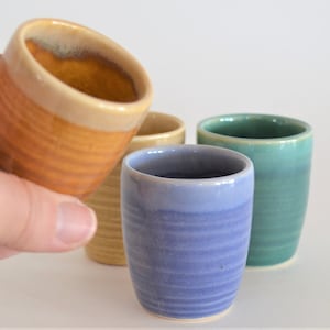 Pottery Shot Glass Set of 4, Ceramic Glazed Shot Glasses, 1.8 oz. Colorful Shot Glasses, Wedding Favor, Gift for Couples, In Stock