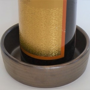 Bronze Pottery Wine Coaster, Ceramic Wine Bottle Coaster, Personalized 8th 9th 19th Anniversary Gift, Stoneware Wine Holder, Gift for Spouse
