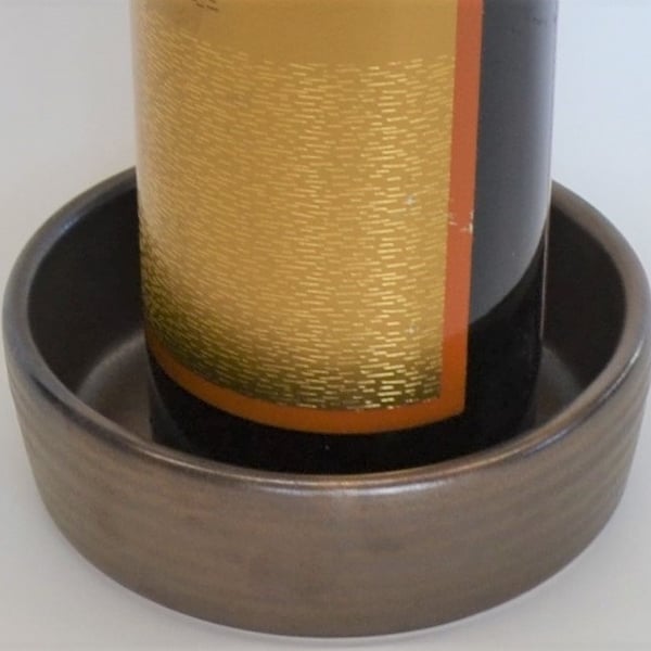 Bronze Pottery Wine Coaster, Ceramic Wine Coaster, Personalized 8th 9th 19th Anniversary Gift, Housewarming Gift, Stoneware Wine Holder