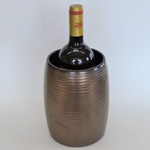 Bronze Pottery Wine Chiller, Big Ceramic Crock, Personalized Wine Bottle Holder, 8th 9th 19th Anniversary Gift, Vase, Stoneware Ice Bucket image 2