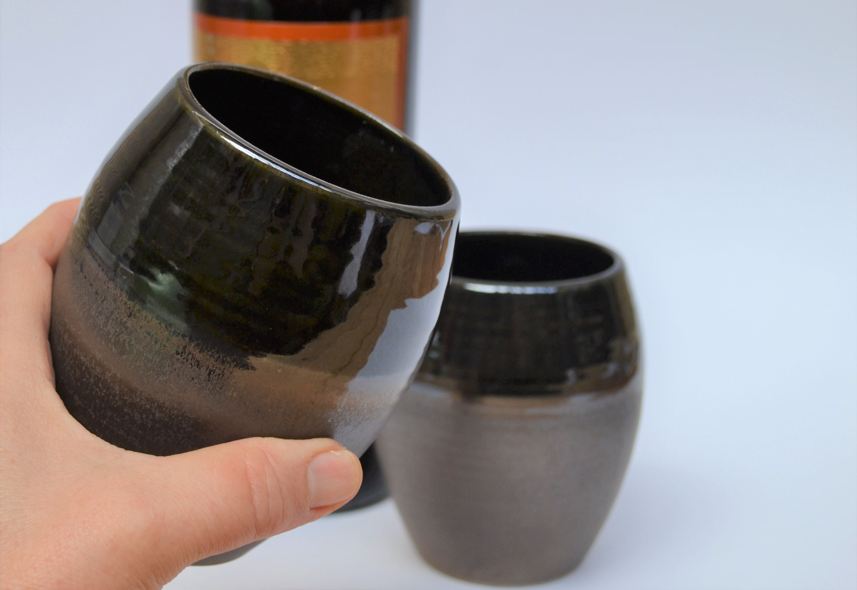 Single Bronze Pottery Stemless Wine Glass, Ceramic Stemless Wine Glass, 8th  9th 19th Anniversary Gift, Handmade Wedding Gift, IN STOCK - Etsy