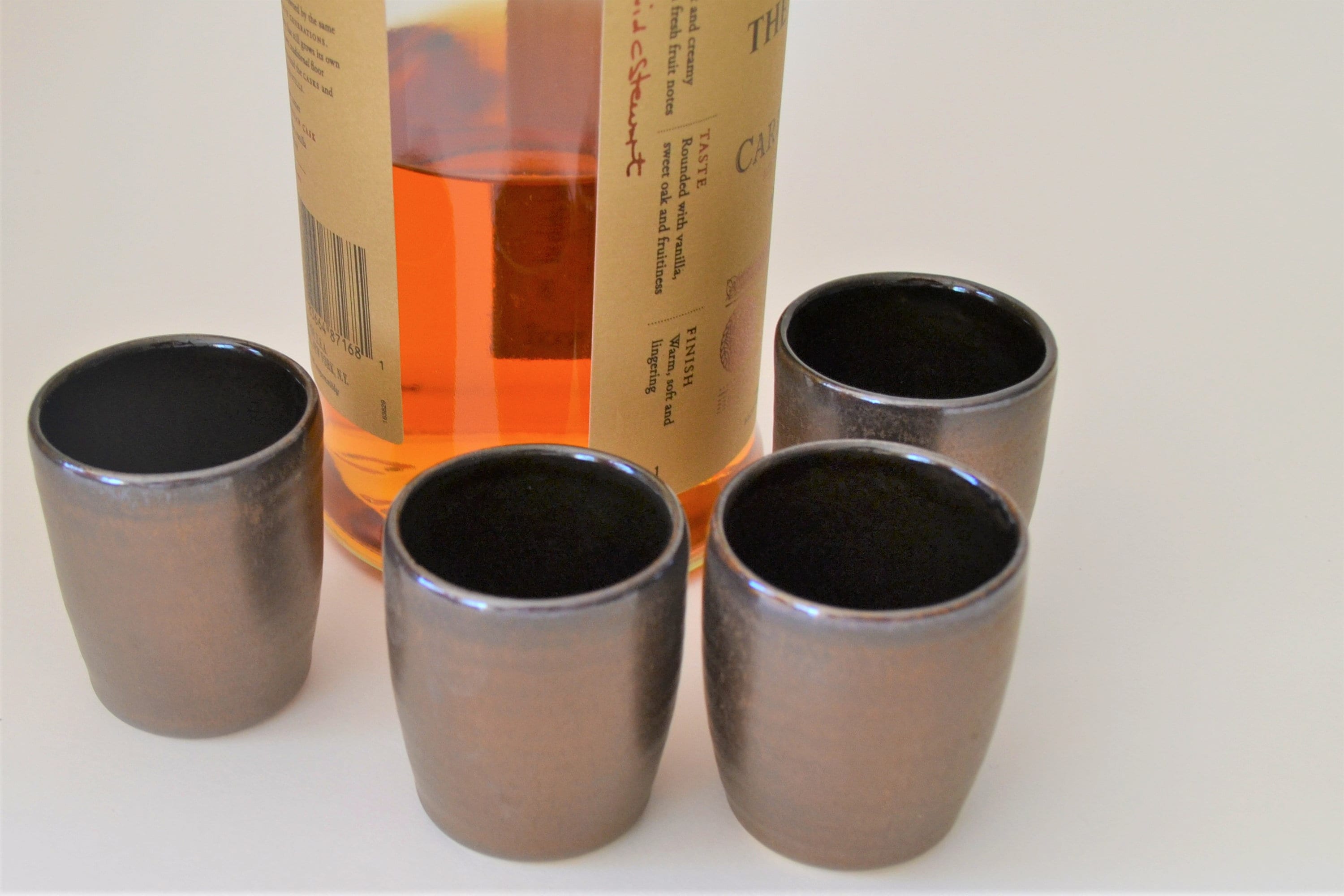 IN STOCK, Bronze Pottery Shot Glass Set of 4, Ceramic Bronze Glazed S…
