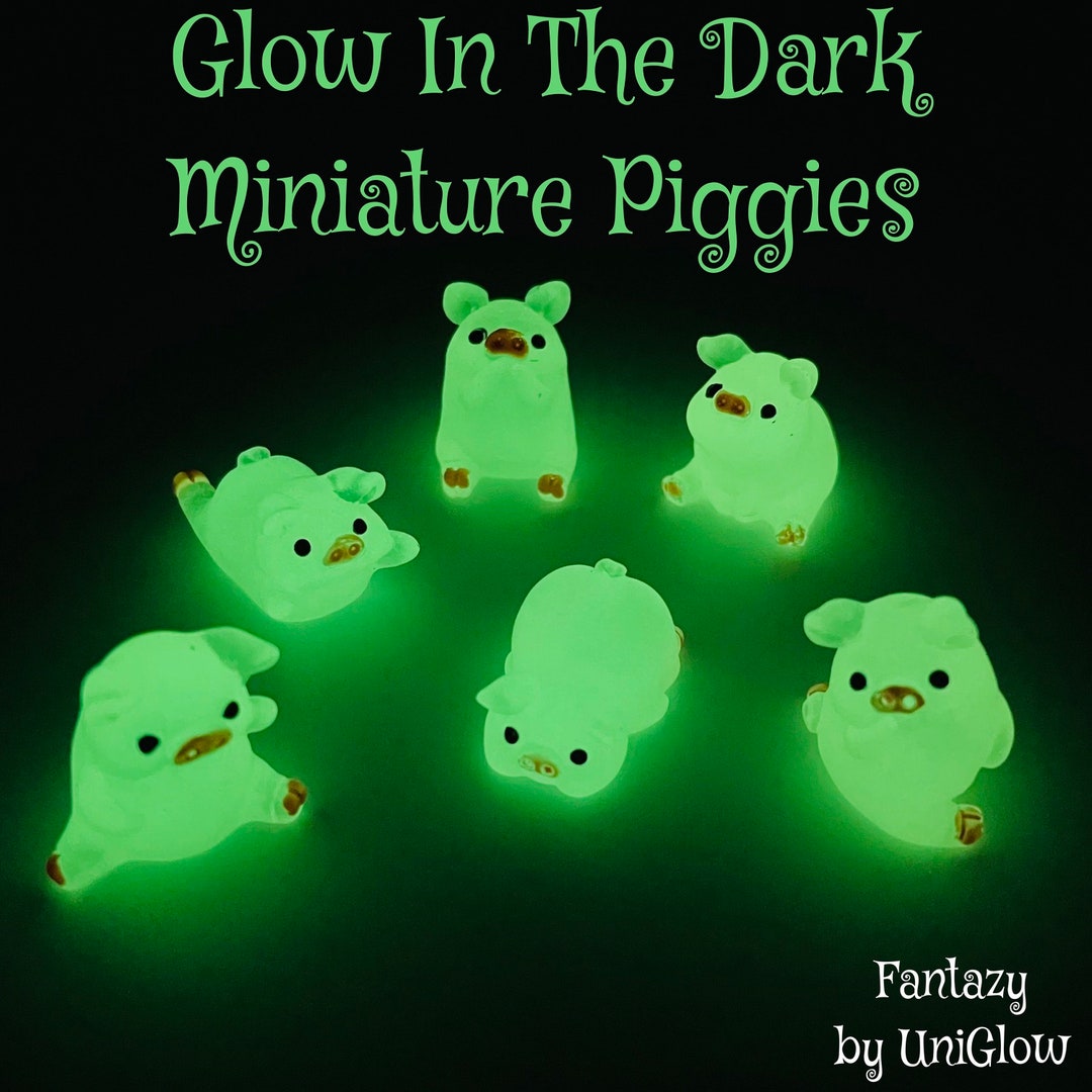 Mini Glowinthedark Resin Piggy Figurines by Fantazy by Uniglow Cute
