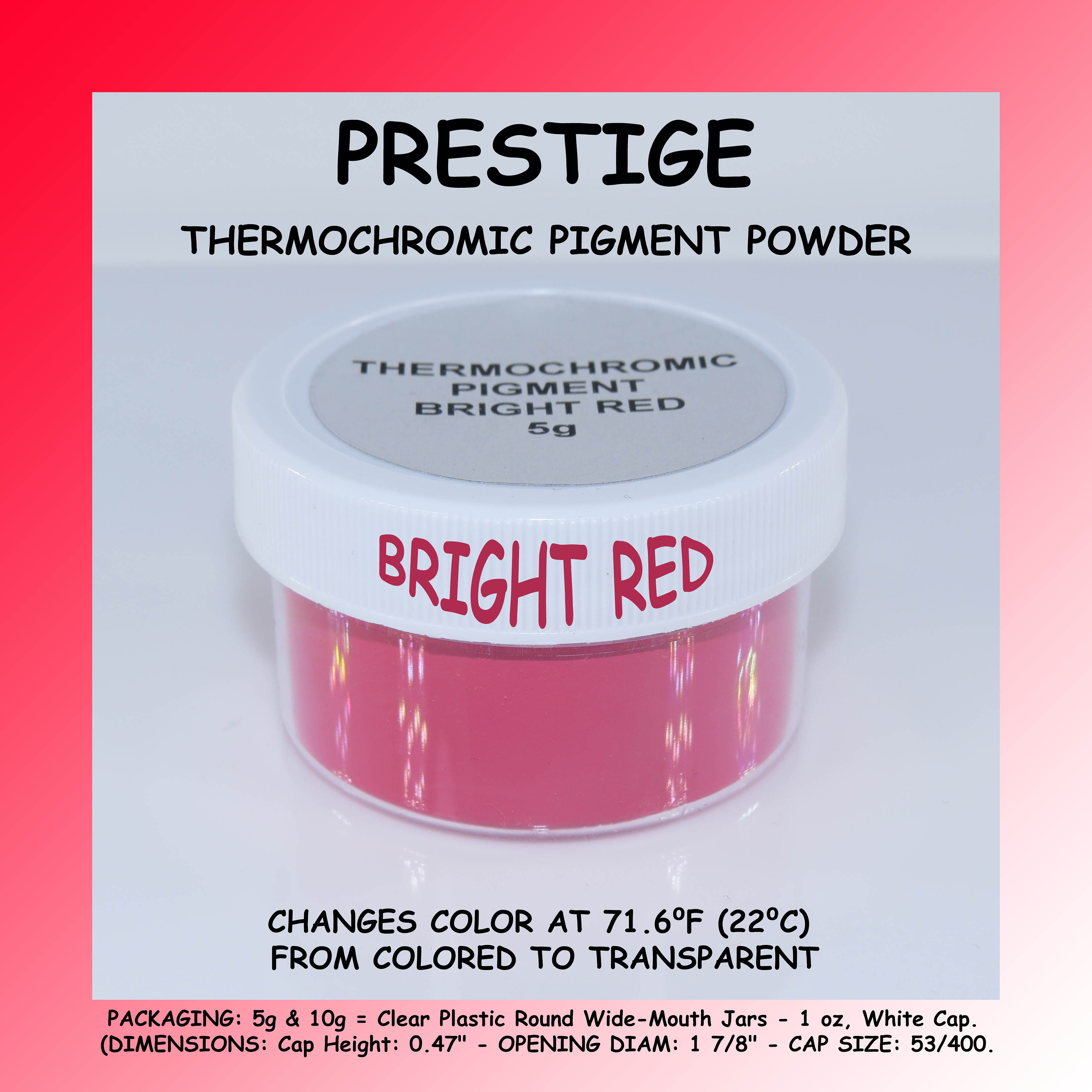 PRESTIGE THERMOCHROMIC PIGMENT Powder That Changes Color at 71.6F 22C,  Perfect for Heat-sensitive Color Changing Slime During the Winter 