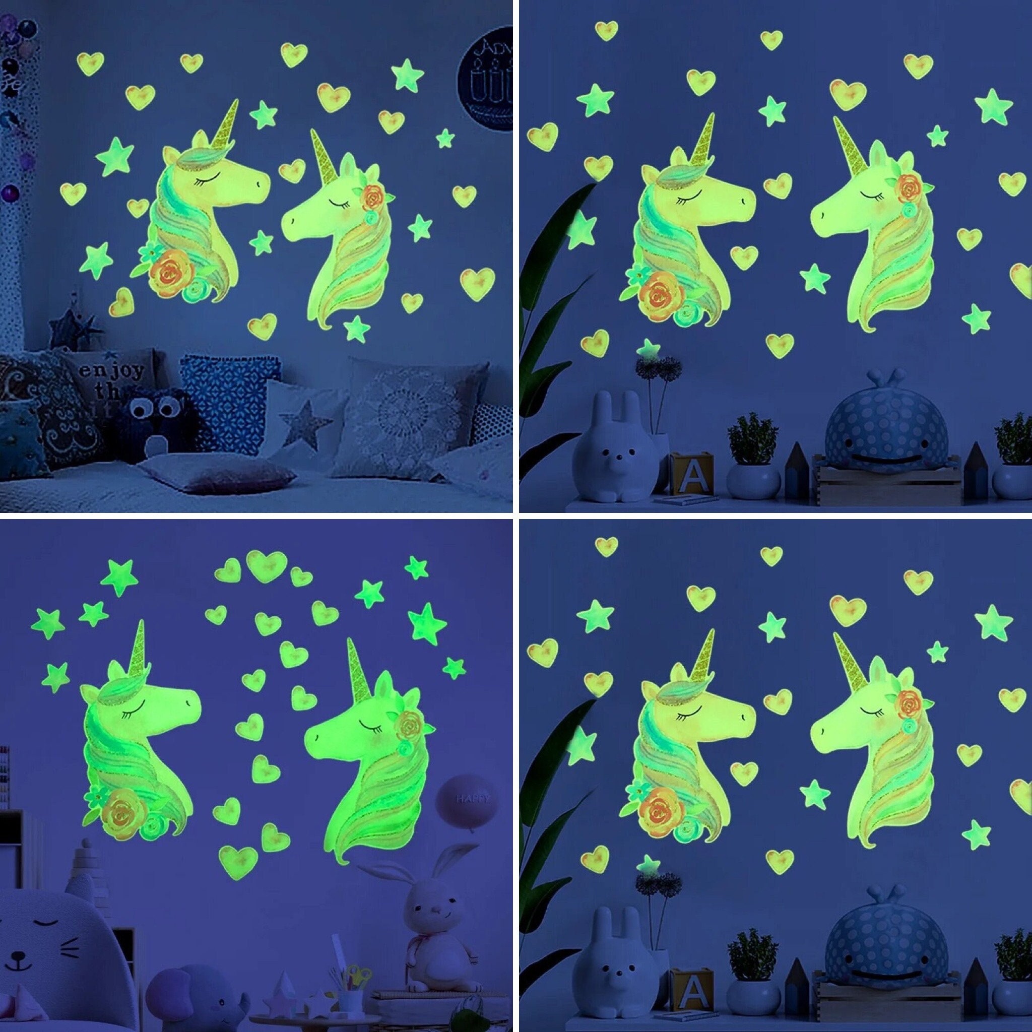 Beautiful Unicorn Glowing Dark Vibrant Neon Stock Illustration 2212575809