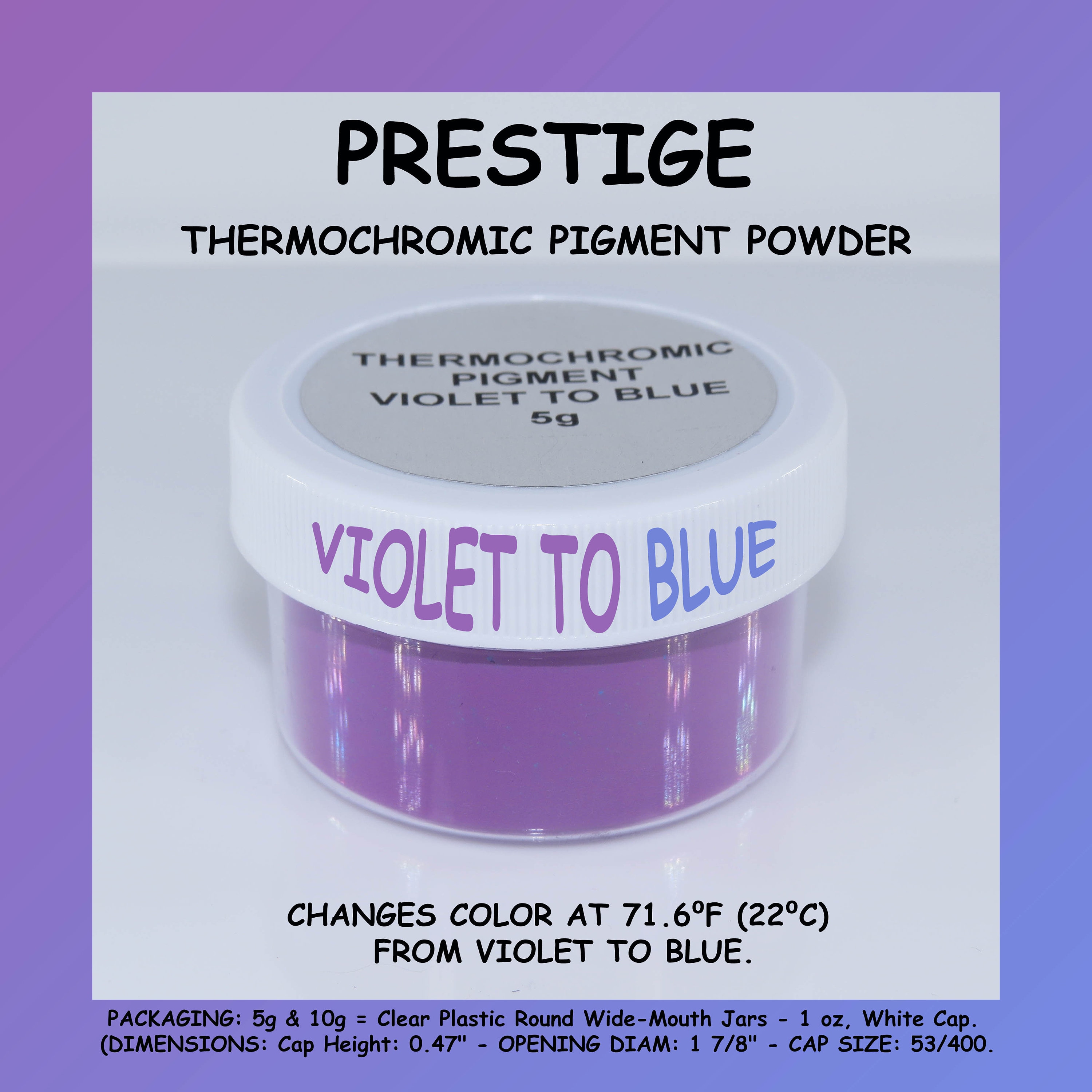 PRESTIGE THERMOCHROMIC PIGMENT Powder That Changes Color at 71.6F 22C,  Perfect for Heat-sensitive Color Changing Slime During the Winter 