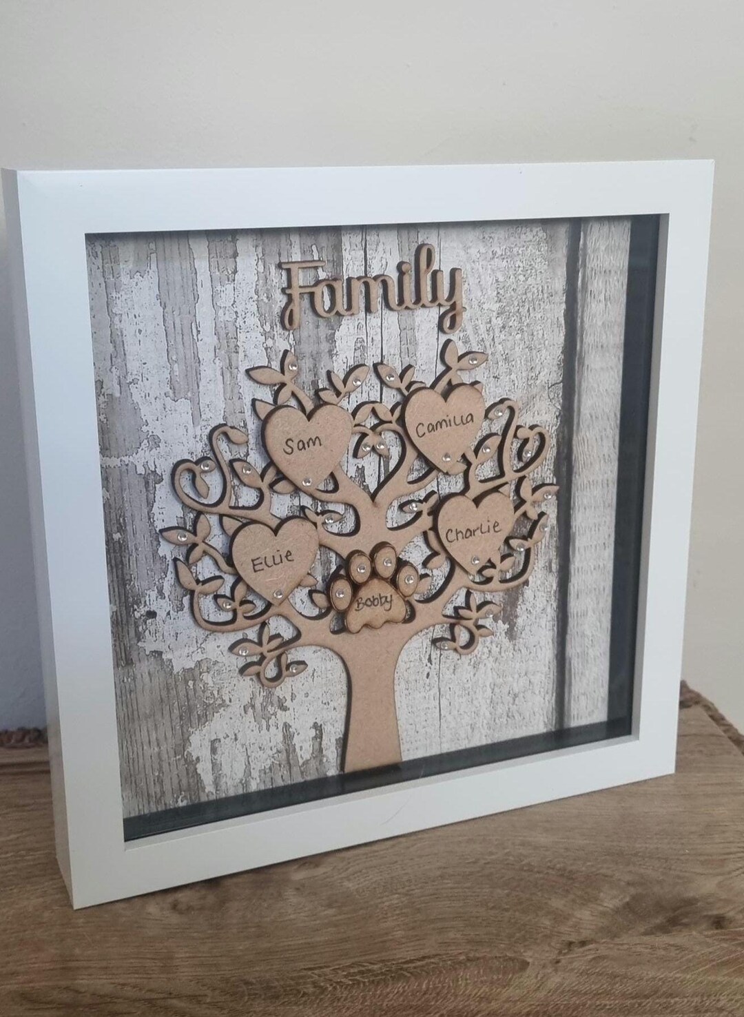 Handmade Personalized Family Tree: MDF Wood Decor With Diamanté - Etsy UK