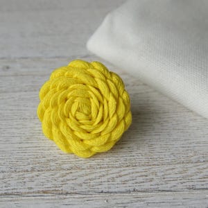 Yellow Flower Lapel & Pocket Square Combo / Suit Accessories / Yellow Flower Brooch