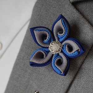 Floral Lapel Pin / Colorful Men&#39;s Flower Lapel Pin / Kanzashi lapel pin